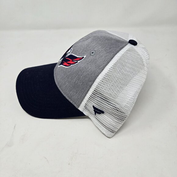 Fanatics NHL Washington Capitals Adjustable Trucker Hat Gray/Navy Mesh Back Snap - Picture 4 of 9